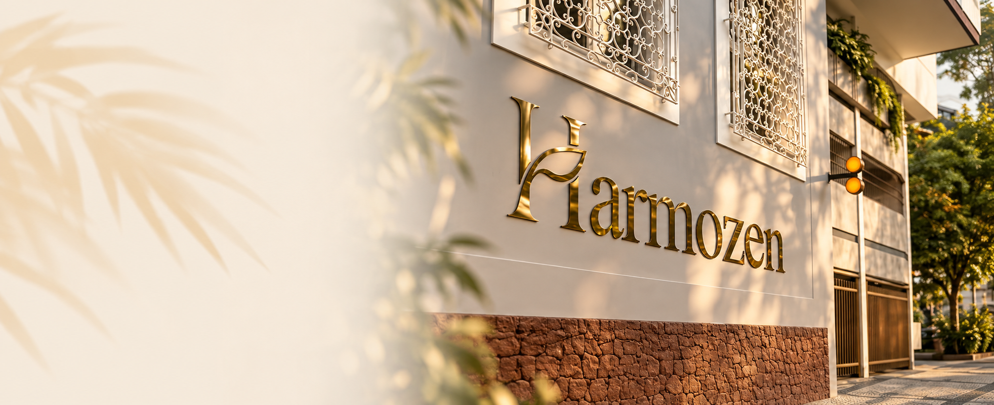 Fachada da Harmozen em Botafogo ao entardecer