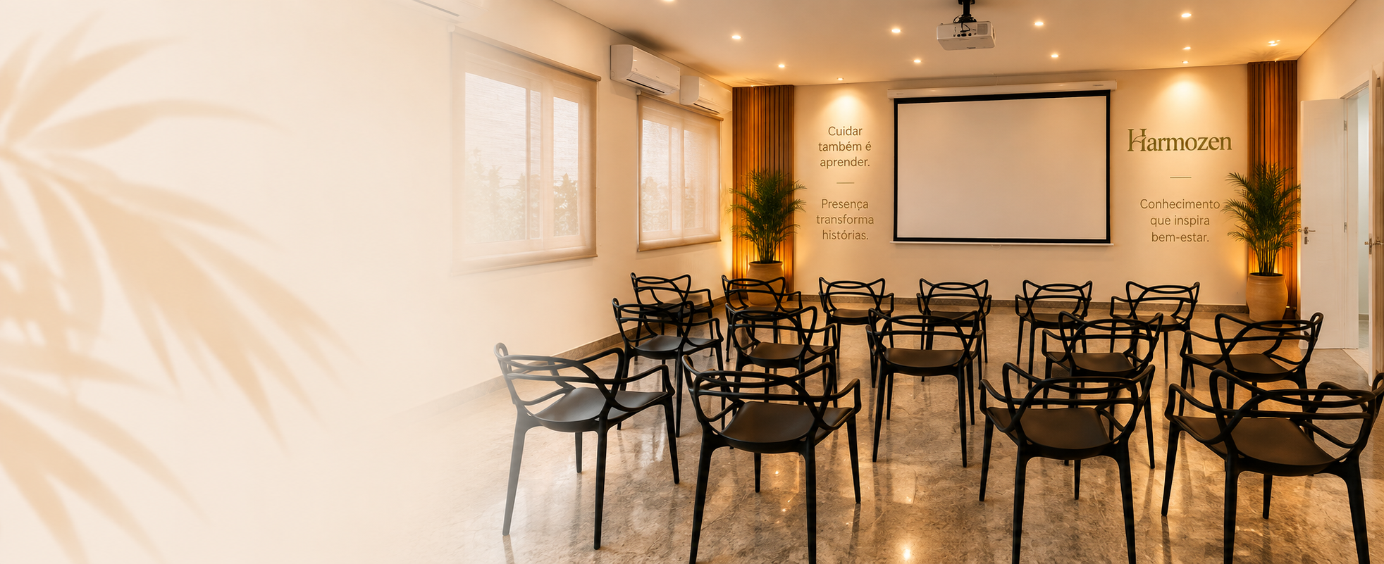 Ambiente acolhedor para eventos, workshops e encontros na Harmozen em Botafogo